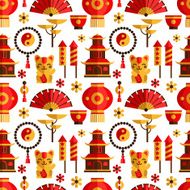 Vector seamless pattern with symbols of China Bright traditional pattern