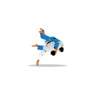 Judo sign Two judoka fighting among themselves Vector Illustration