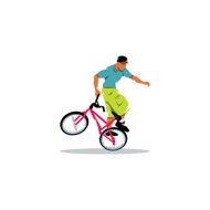 The young man carries out trick on a bicycle BMX N2