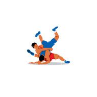 Greco Roman Wrestling sign Sports duel of two fighters Vector