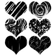 Drawn black hearts silhouette on white background N5