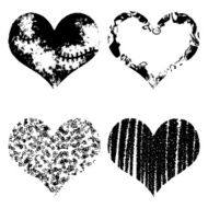 Drawn black hearts silhouette on white background N6