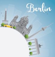 Berlin skyline with grey building blue sky and copy space