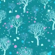Hand drawn winter trees seamless pattern