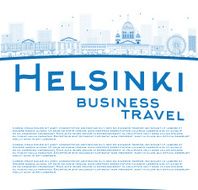 Outline Helsinki skyline and copy space