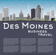 Des Moines Skyline with Grey Buildings and copy space N2