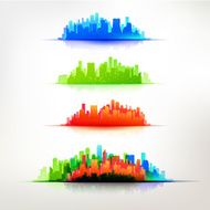 City silhouette colorful set