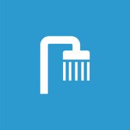 shower icon isolated white on the blue background