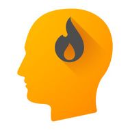 Male head icon with a flame