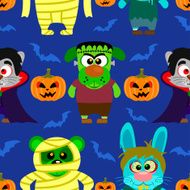 Seamless with animal in Halloween costume Halloween background