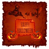 Happy Halloween pumpkin and haunted castle vector