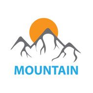 Mountains and sun vector logo