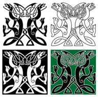Tribal dragons ornament with celtic knot pattern N2