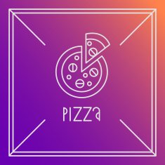 Vector pizza design element Linear style Outline emblem or bad