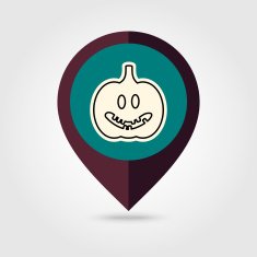 Halloween pumpkins mapping pin icon N3