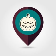 Halloween pumpkins mapping pin icon N6