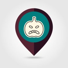 Halloween pumpkins mapping pin icon N8