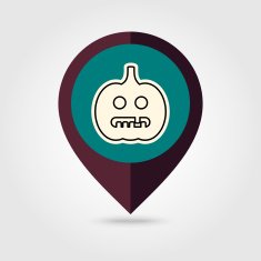 Halloween pumpkins mapping pin icon N10