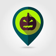 Halloween pumpkins mapping pin icon N17
