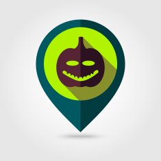 Halloween pumpkins mapping pin icon N24