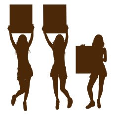 Silhouette boxing ring girl holding sign