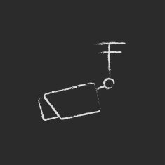 Outdoor surveillance camera icon drawn in chalk