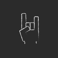 Rock and roll hand sign icon drawn in chalk N2