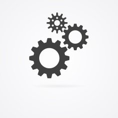 Three clockworks icon isolated on white