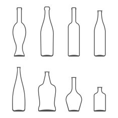 Set of Glass Bottles vector icons