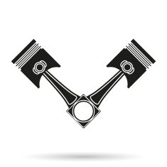 Silhouette symbol of car engine pistons Isolated on white background
