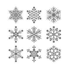 Flat snowflakes vector set