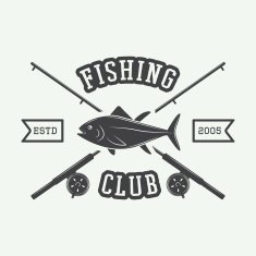 Vintage fishing label log badge N2