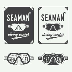 Set of diving logos labels and slogans N2