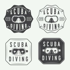 Set of diving logos labels and slogans N3