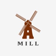 Windmill icon or sign isolated on grey background