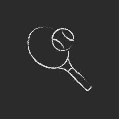 Tennis racket and ball icon drawn in chalk N2