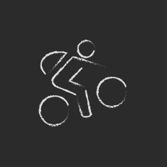 Bike and cyclist icon drawn in chalk N2