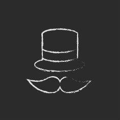 Hat and mustache icon drawn in chalk N2