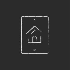 Property search on mobile device icon drawn in chalk N2