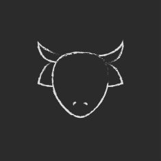 Cow head icon drawn in chalk N2