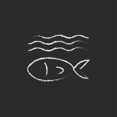 Fish under water icon drawn in chalk N2