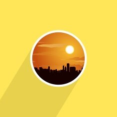 City skyline at sunset Round icon N2