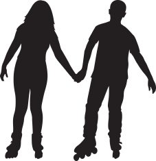 Couple Holding Hands on Rollerblades N2