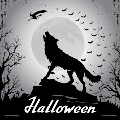 Halloween background with werewolf