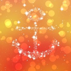 Starry anchor decor on orange background