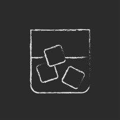 Glass of water with ice icon drawn in chalk