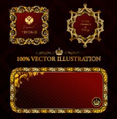 Glamour vintage gold frame decorative red black N2