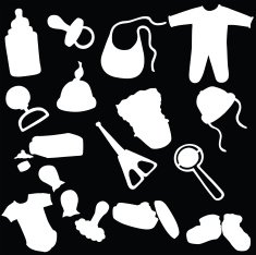 Set vector illustration silhouettes accessories for baby