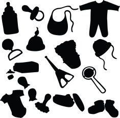 Set vector illustration silhouettes accessories for baby N2