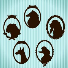 Dogs silhouettes in frames